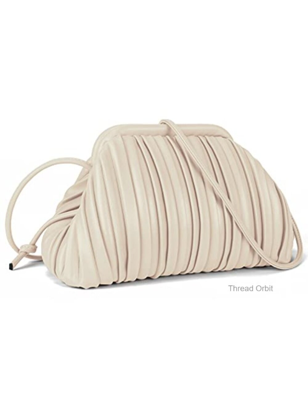 Ruched Dumpling Clutch Purse with Detachable Crossbody Strap PU Leather